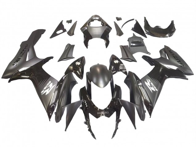 2011-2024 Suzuki GSXR 600 / GSXR 750 Motorcycle Fairings - Matte Black Glossy Black White Decal