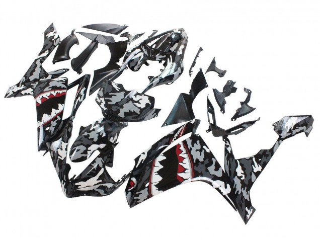 2007-2008 Yamaha YZF 1000 R1 Motorcycle Fairings - Grey White Camouflage Shark
