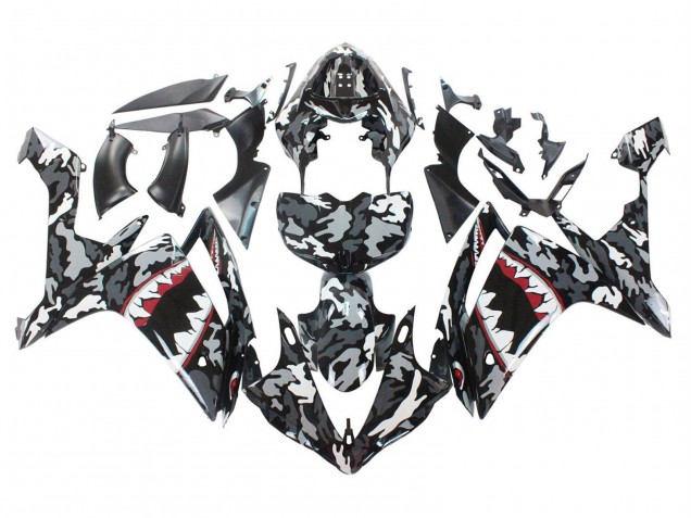 2007-2008 Yamaha YZF 1000 R1 Motorcycle Fairings - Grey White Camouflage Shark