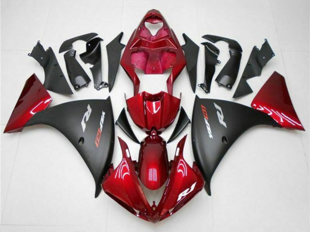 2009-2011 Yamaha YZF 1000 R1 Motorcycle Fairings - Red Matte Black