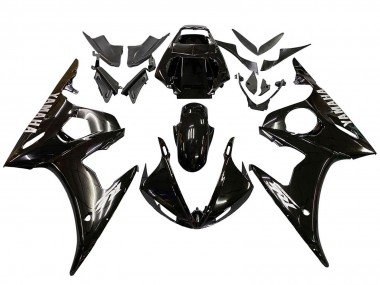 Cheap 2003-2004 Yamaha YZF R6 Motorcycle Fairings - Glossy Black White Decals
