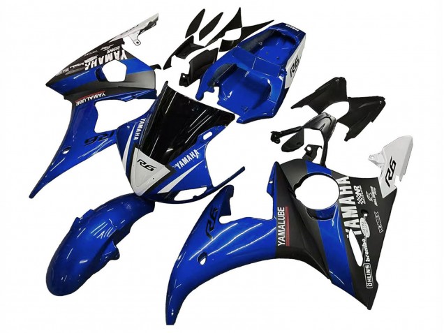 2006-2009 Yamaha YZF R6S Motorcycle Fairings - Blue White Glossy Black Yamalube