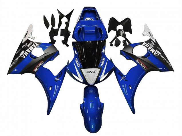 2006-2009 Yamaha YZF R6S Motorcycle Fairings - Blue White Glossy Black Yamalube