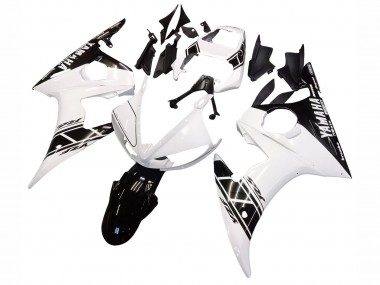 Cheap 2003-2004 Yamaha YZF R6 Motorcycle Fairing - White Glossy Black