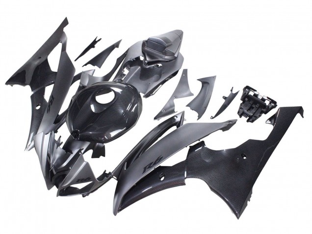 2008-2016 Yamaha YZF 600 R6 Motorcycle Fairings - Grey Black Carbon Fiber Style