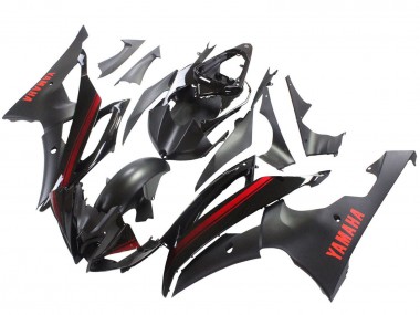 Cheap 2008-2016 Yamaha YZF 600 R6 Motorcycle Fairings - Glossy Black Matte Black Red Stripe