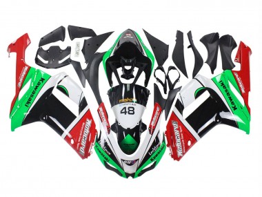 Cheap 2007-2008 Kawasaki ZX6R Motorcycle Fairings - Green Red
