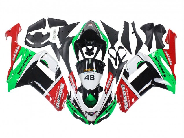 2007-2008 Kawasaki ZX6R Motorcycle Fairings - Green Red