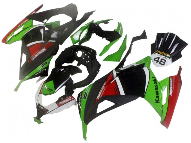 2013-2024 Kawasaki EX300 Motorcycle Fairings - Green White Red Black Elf