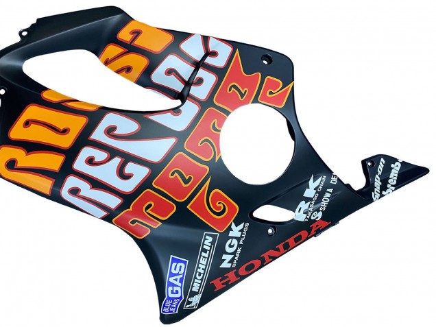 2004-2007 Honda CBR600 F4i Motorcycle Fairings - Matte Black Orange Rossi