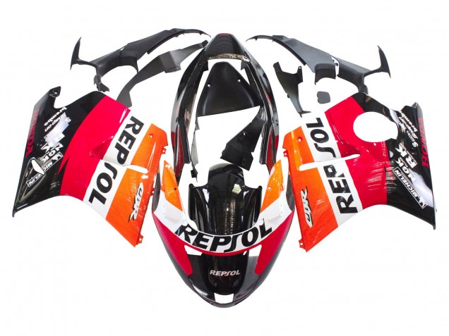 1996-2007 Honda CBR1100XX Blackbird Abs Motorcycle Fairings - Orange White Red Glossy Black Repsol