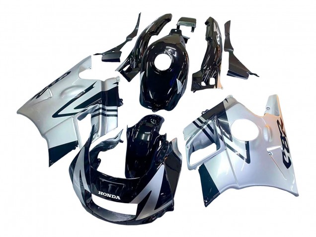 1991-1994 Honda CBR600 F2 Motorcycle Fairings - Silver Glossy Black