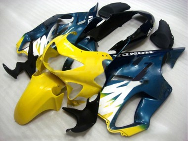 Cheap 1999-2000 Honda CBR600 F4 Motorcycle Fairings - Yellow Dark Blue Glossy Black
