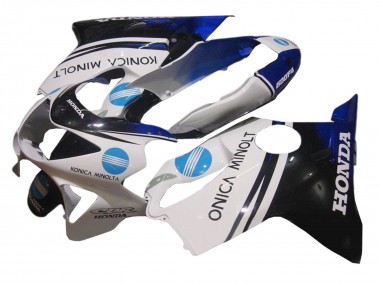 Cheap 1999-2000 Honda CBR600 F4 Motorcycle Fairing - White Blue Glossy Black Konica Minolta