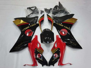 Cheap 2011-2013 Honda CBR600F Motorcycle Fairings - Red Gold Glossy Black Konica Minolta
