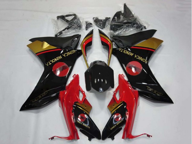 2011-2013 Honda CBR600F Motorcycle Fairings - Red Gold Glossy Black Konica Minolta