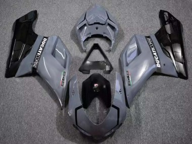 Cheap 2007-2014 Ducati 848 Motorcycle Fairings - Grey Glossy Black Corse