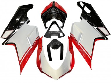 Cheap 2007-2014 Ducati 848/1098/1198 Motorcycle Fairing - White Red Glossy Black