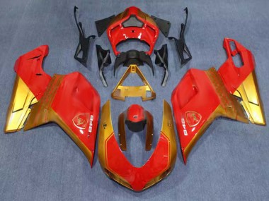 Cheap 2007-2014 Ducati 848 Motorcycle Fairings - Red Gold