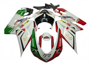Cheap 2007-2014 Ducati 848/1098/1198 Motorcycle Fairings - White Red Green Accossato