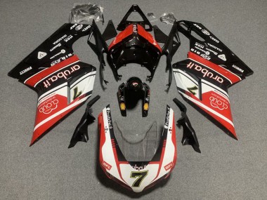 Cheap 2007-2014 Ducati 848/1098/1198 Motorcycle Fairing Kits - White Red Glossy Black