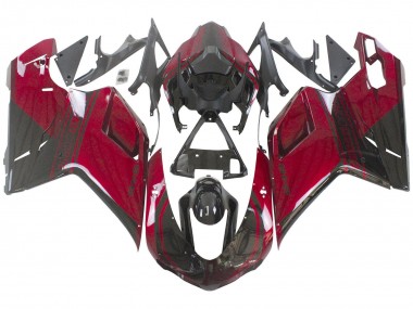 Cheap 2007-2014 Ducati 848 Motorcycle Fairing - Red Glossy Black