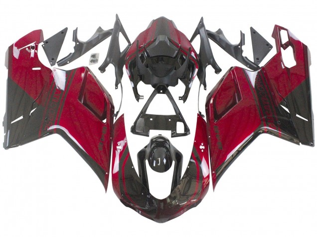 2007-2014 Ducati 848 Motorcycle Fairing - Red Glossy Black