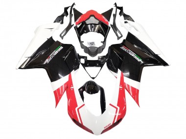 Cheap 2007-2014 Ducati 848/1098/1198 Motorcycle Fairings - White Red Glossy Black