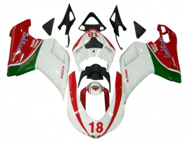 Cheap 2007-2014 Ducati 848/1098/1198 Motorcycle Fairings - White Red Green 18