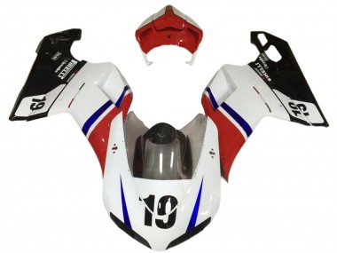 Cheap 2007-2014 Ducati 848/1098/1198 Motorcycle Fairings - White Red Blue Glossy Black 19
