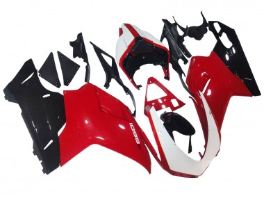 Cheap 2007-2014 Ducati 1098 Motorcycle Fairings - White Red Glossy Black