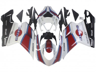 Cheap 2007-2014 Ducati 1098 Motorcycle Fairings - White Red Blue Glossy Black Martini