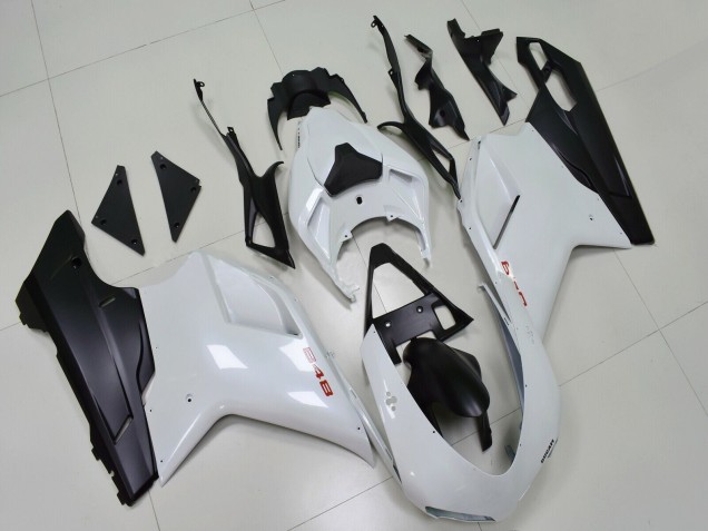 2007-2014 Ducati 848 Motorcycle Fairings - White Matte Black