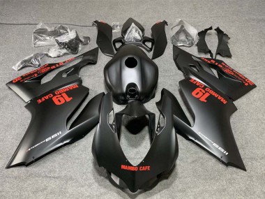 Cheap 2011-2014 Ducati 1199 Motorcycle Fairings - Matte Black with Red Decals Mambo Cafe 19