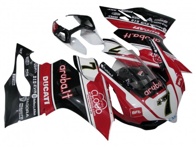 2011-2014 Ducati Panigale 899/1199 Motorcycle Fairings - White Red Glossy Black Aruba.it 7