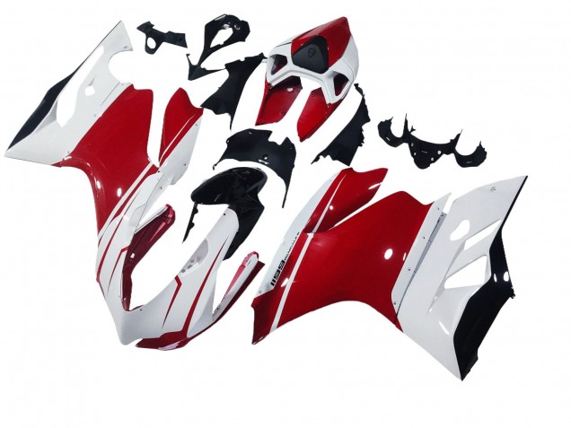 2011-2014 Ducati 1199 Motorcycle Fairings - White Red Glossy Black