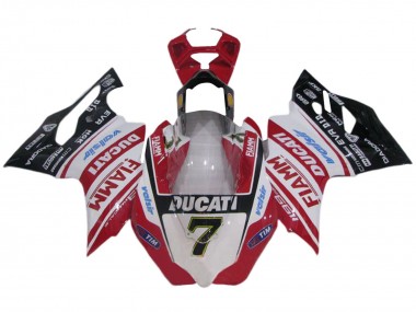 Cheap 2011-2014 Ducati 1199 Motorcycle Fairings - White Red Glossy Black Fiamm Valsir 7