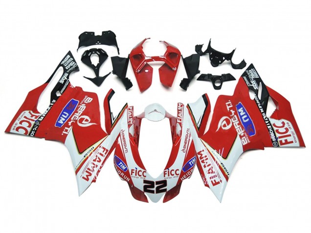 2011-2014 Ducati 1199 Motorcycle Fairings - White Red Glossy Black Fiamm Ficc 22