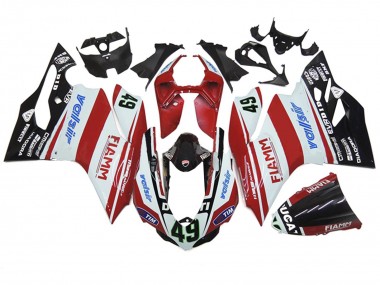 Cheap 2011-2014 Ducati 1199 Motorcycle Fairings - White Red Glossy Black Valsir Fiamm 49