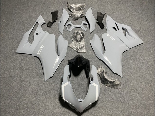 2011-2014 Ducati 1199 Motorcycle Fairings - Light Nardo Grey White Corse