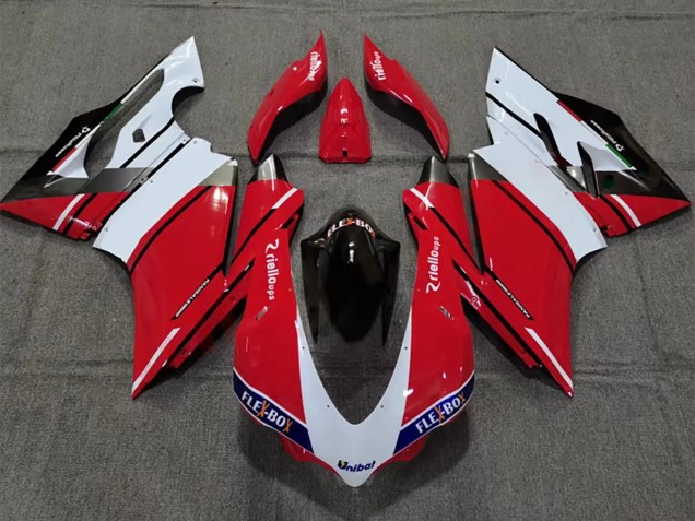 2015-2020 Ducati 959/1299 Motorcycle Fairing - White Red Glossy Black Unibat Flex-Box