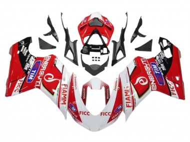 Cheap 2011-2014 Ducati 1199 Motorcycle Fairings - White Red Glossy Black Ficc Fiamm
