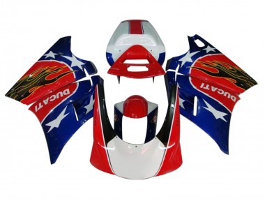 Cheap 1993-2005 Ducati 748/916/996/998 Motorcycle Fairings - White Red Blue Glossy Black Flame
