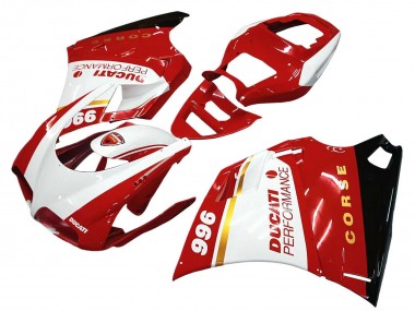 Cheap 1993-2005 Ducati 996 Motorcycle Fairings - White Red Gold Glossy Black Corse Performance