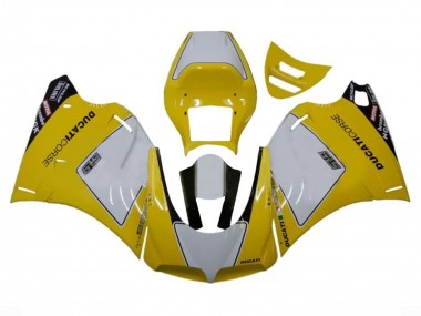 Cheap 1993-2005 Ducati 996 Motorcycle Fairings - White Yellow Glossy Black Corse Performance