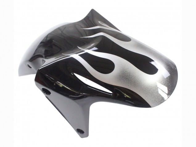 2013-2015 Honda CBR500R Motorcycle Fairings - Glossy Black Silver Flame