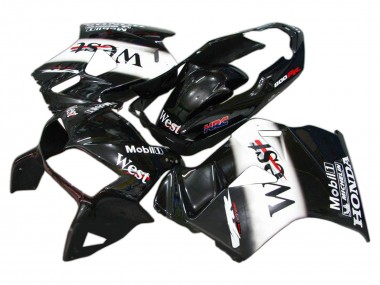 Cheap 1998-2001 Honda VFR 800 Motorcycle Fairings - Glossy Black White West HRC