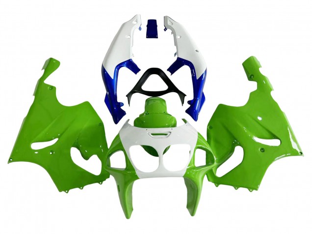 1996-2003 Kawasaki ZX7R Motorcycle Fairings - White Green Blue