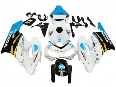 Cheap 2004-2005 Honda CBR1000RR Motorcycle Fairings - White Light Blue Yellow Black Konica Minolta
