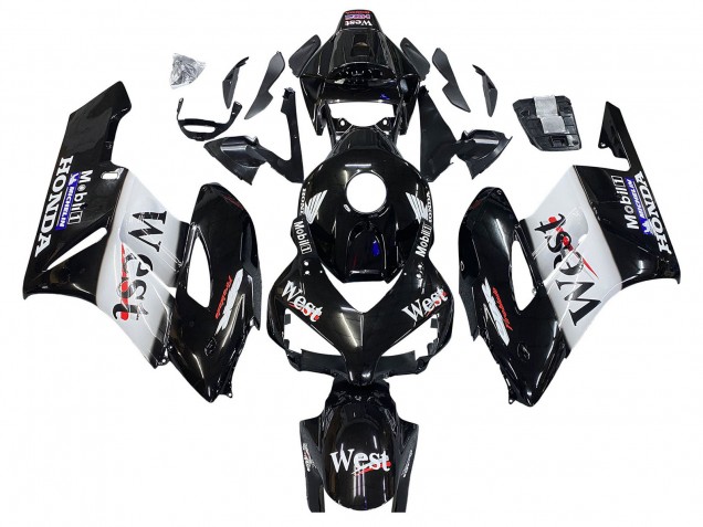 2004-2005 Honda CBR1000RR Motorcycle Fairings - Glossy Black White West
